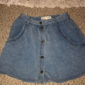 High rise soft jean skirt